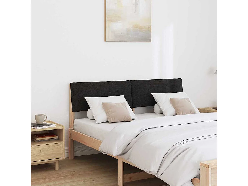 Tête de lit capitonnée Noir 150 cm Pin massif