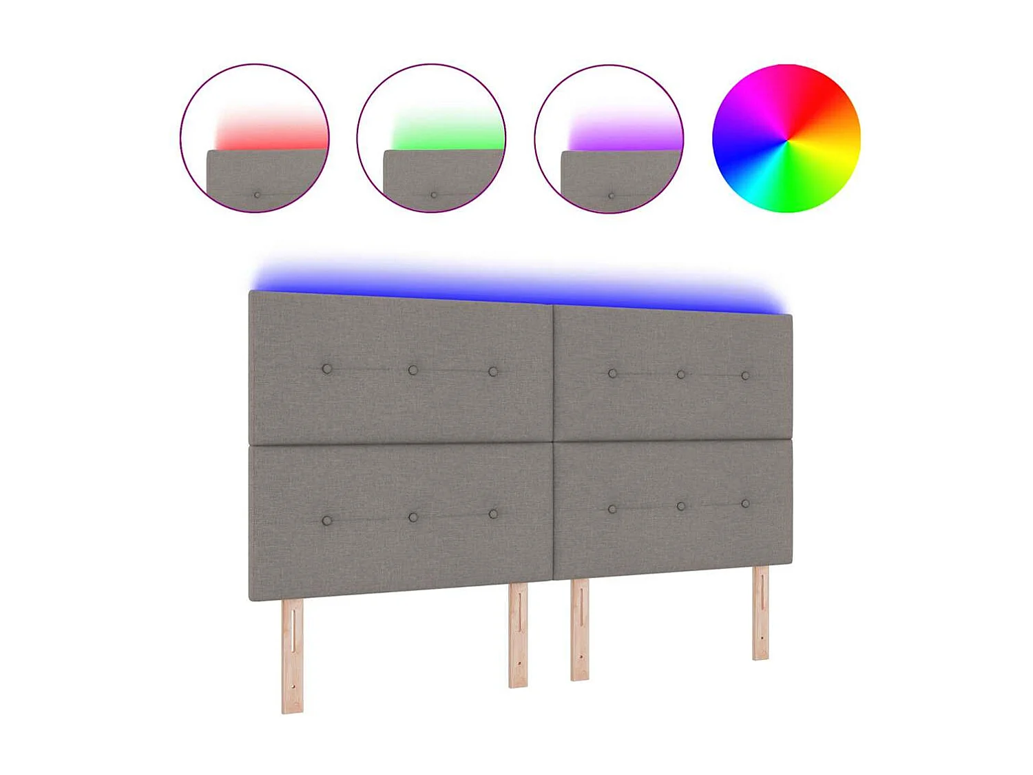 Tête de Lit LED avec des lumières à LED Taupe 180 cm tissu