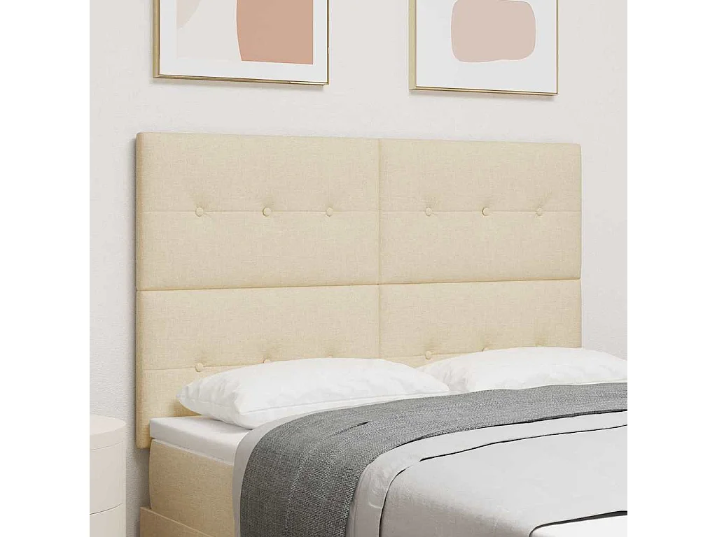 Tête de Lit LED avec des lumières à LED Crème 144 cm tissu