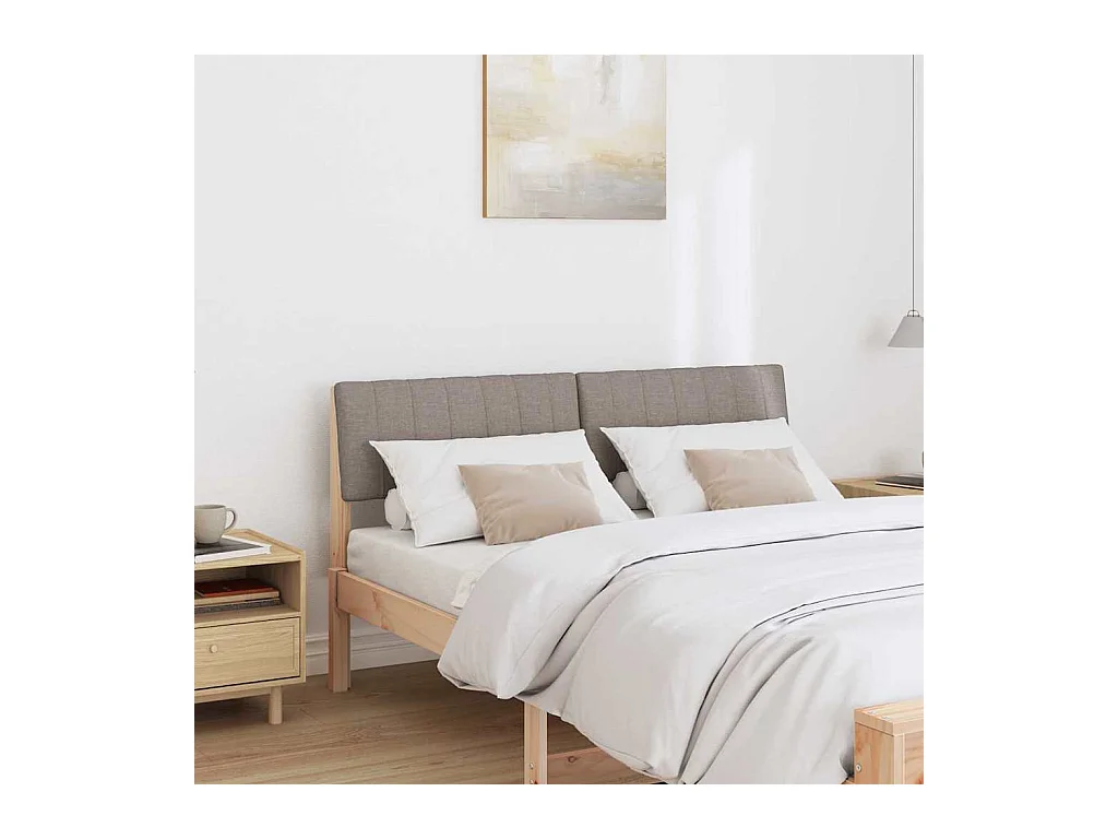 Tête de lit capitonnée Taupe 140 cm Pin massif