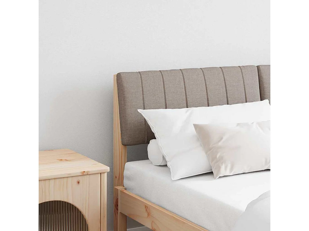 Tête de lit capitonnée Taupe 140 cm Pin massif
