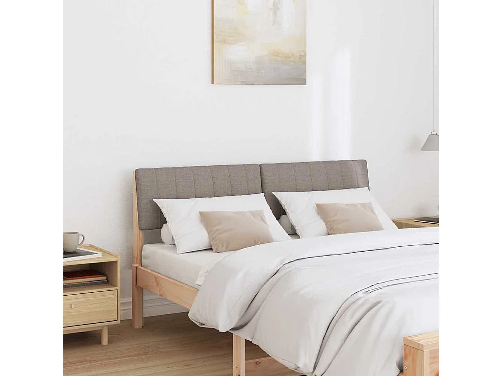 Tête de lit capitonnée Taupe 140 cm Pin massif
