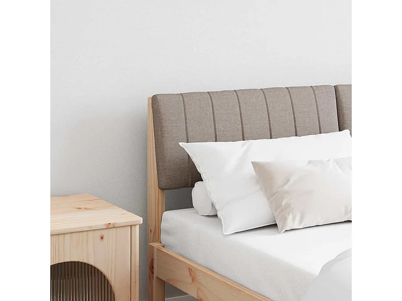 Tête de lit capitonnée Taupe 140 cm Pin massif