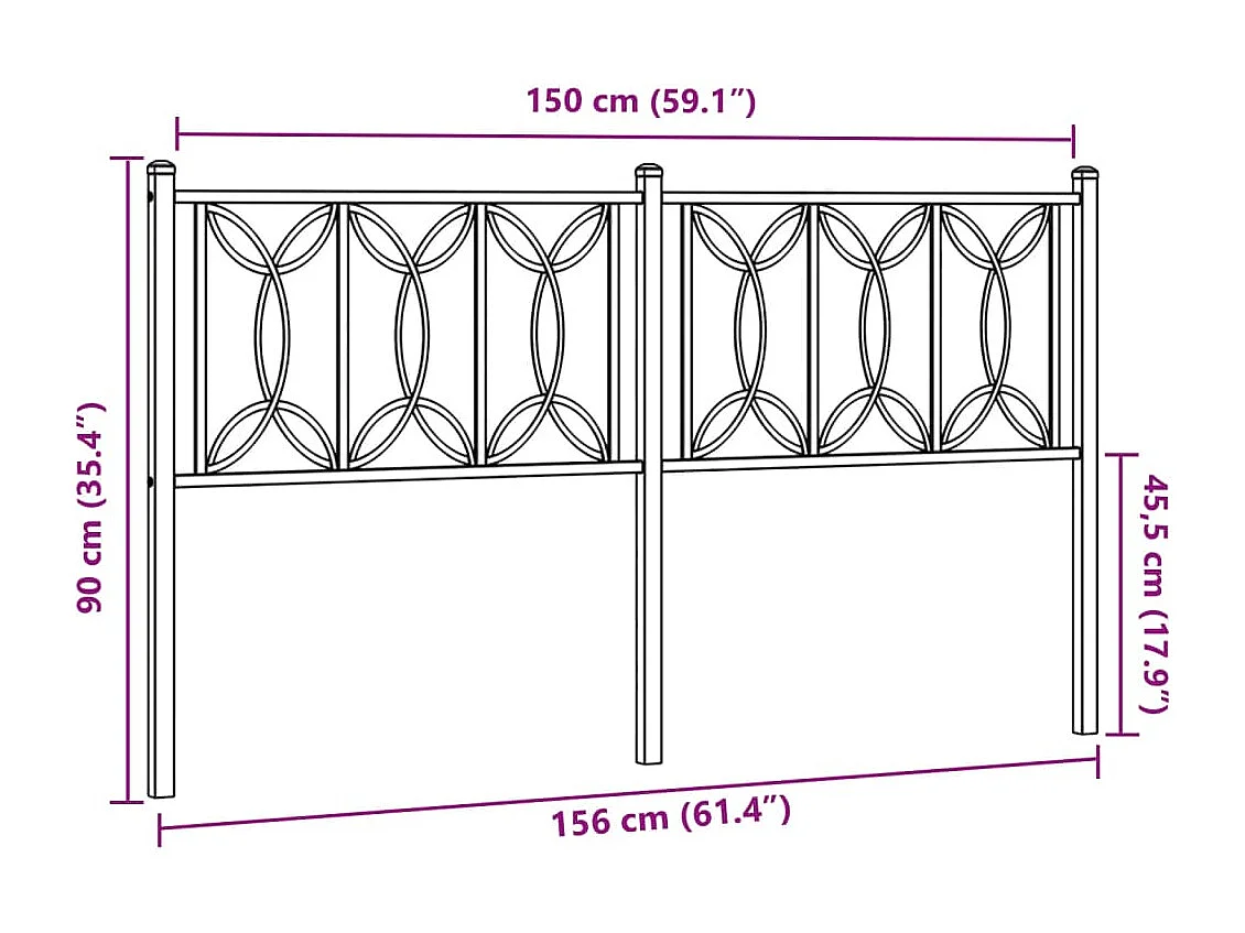 Tête de lit métal blanc 150 cm