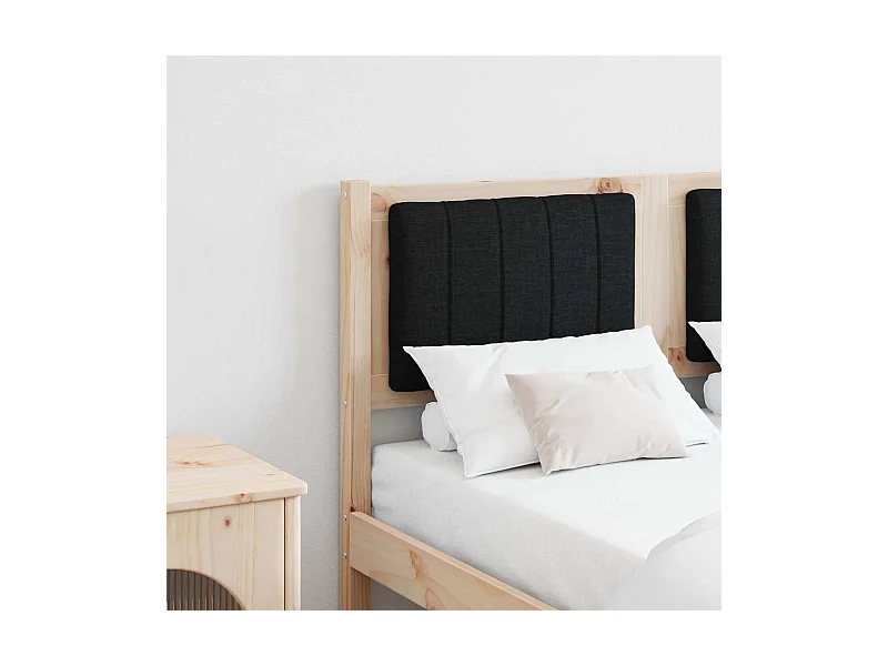 Cabecero tapizado Marrón 120 cm Madera de Pino Sólido y Tela