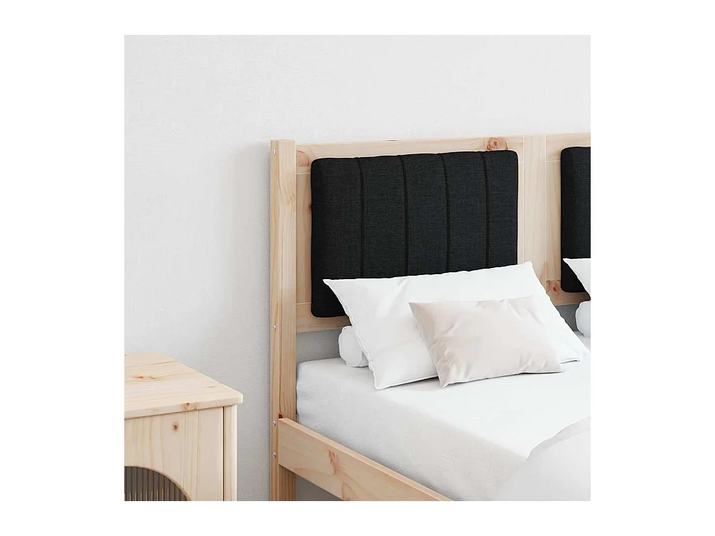 Cabecero tapizado Marrón 120 cm Madera de Pino Sólido y Tela