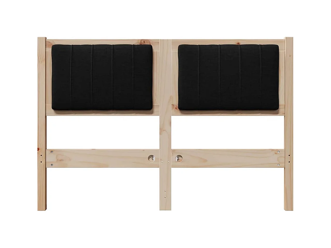 Cabecero tapizado Marrón 120 cm Madera de Pino Sólido y Tela