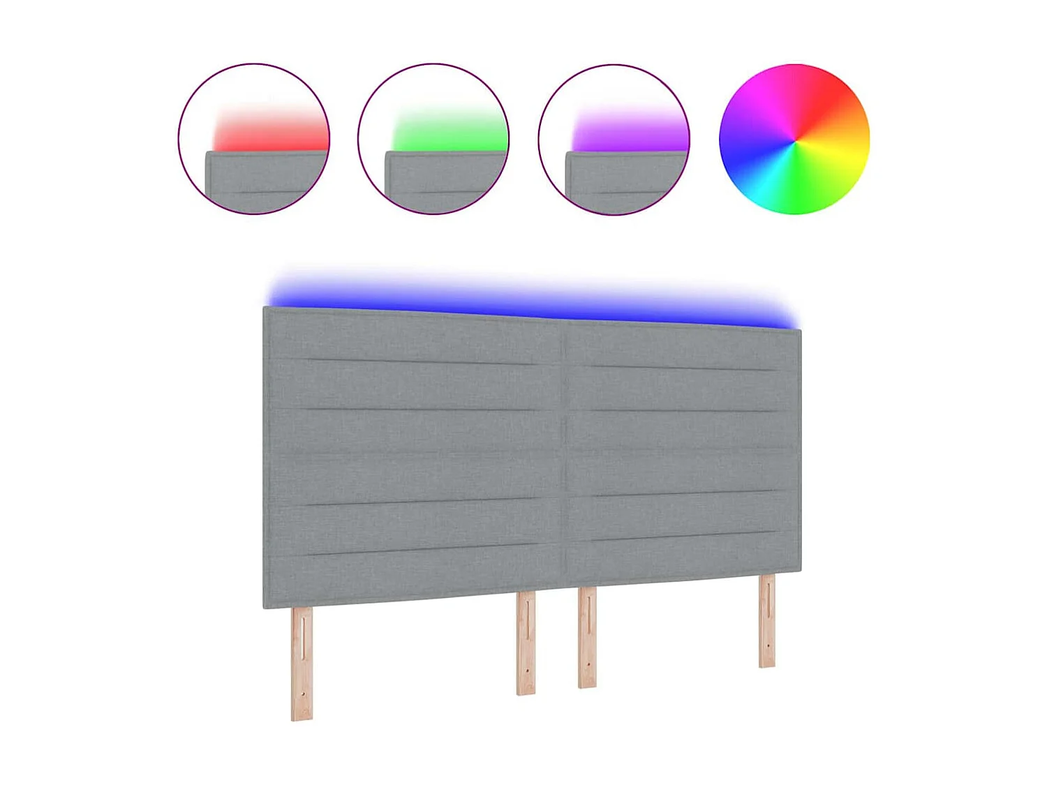 Tête de lit LED avec des lumières à LED Gris clair 180 cm tissu