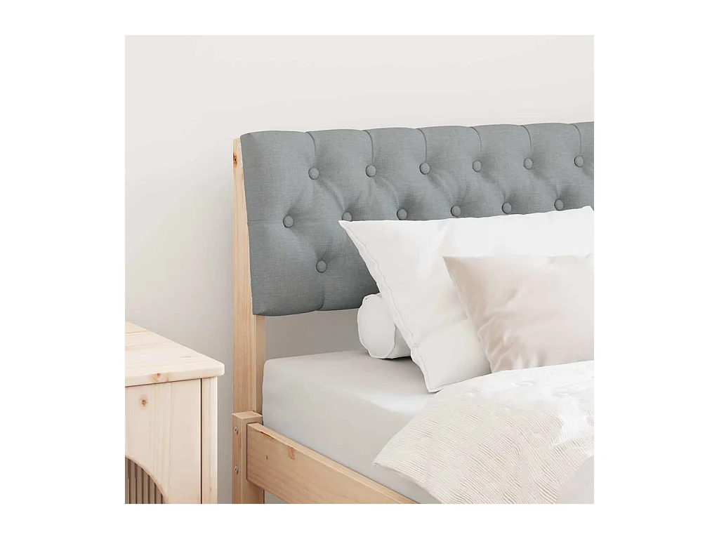 Tête de lit capitonnée Gris clair 90 cm Pin massif
