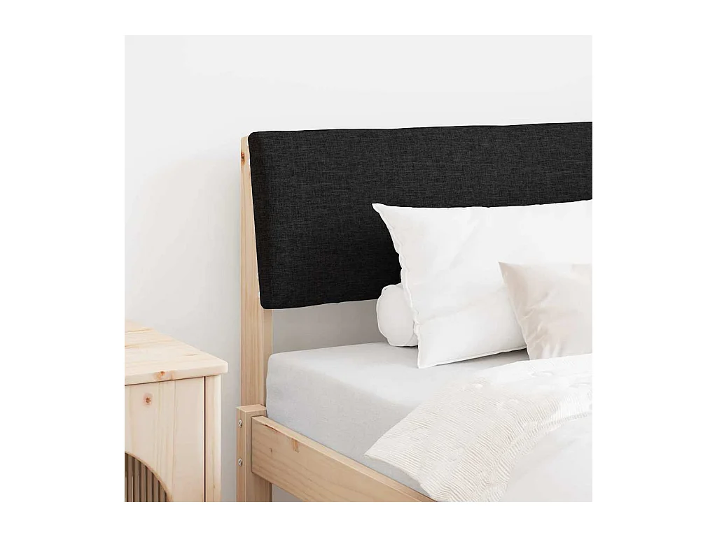 Cabeceira estofada Preto 100 cm Madeira de Pinheiro Sólida