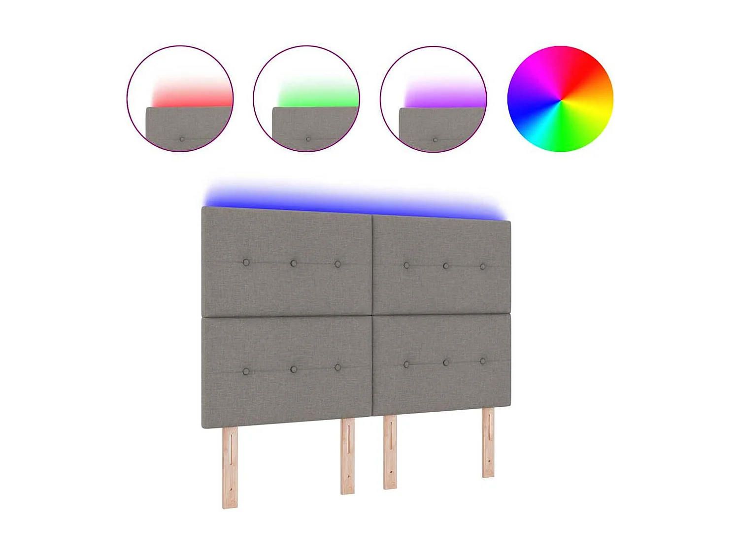 Tête de Lit LED avec des lumières à LED Taupe 160 cm tissu