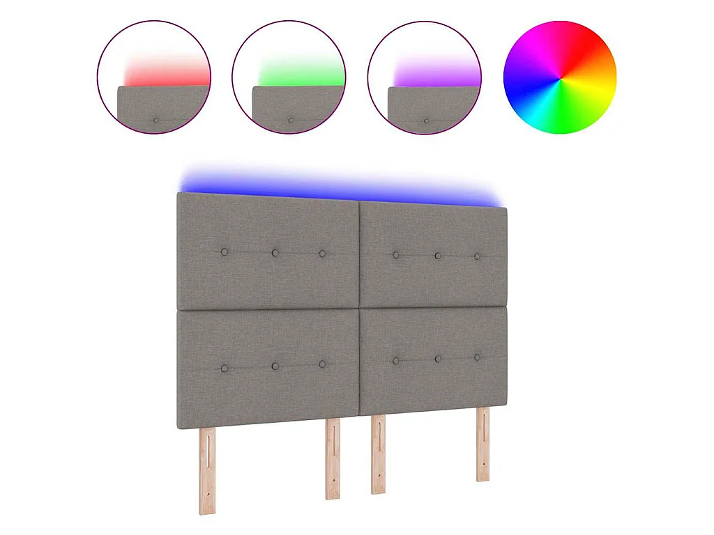 Tête de Lit LED avec des lumières à LED Taupe 160 cm tissu