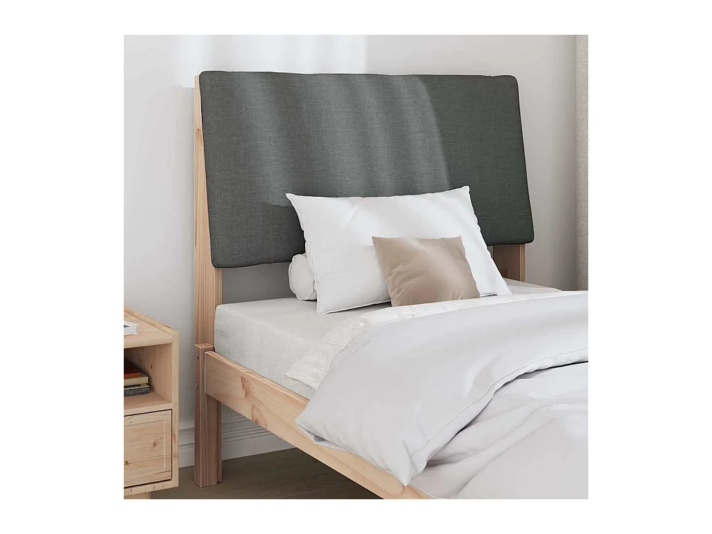 Cabecero tapizado Gris oscuro 90 cm Madera de pino macizo