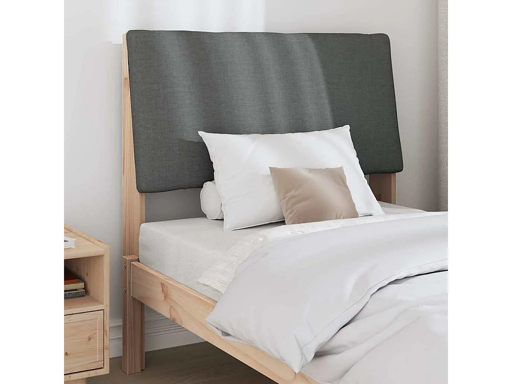 Cabecero tapizado Gris oscuro 90 cm Madera de pino macizo