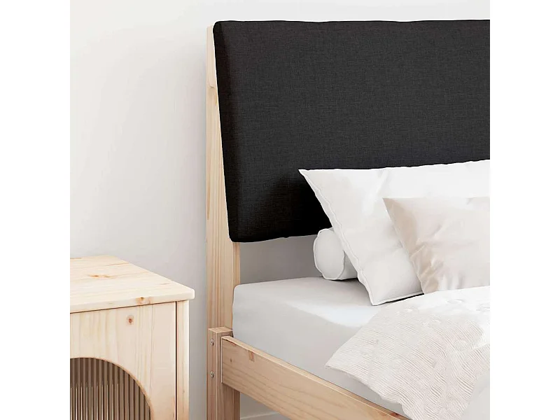 Cabecero tapizado Negro 80 cm Madera de pino macizo