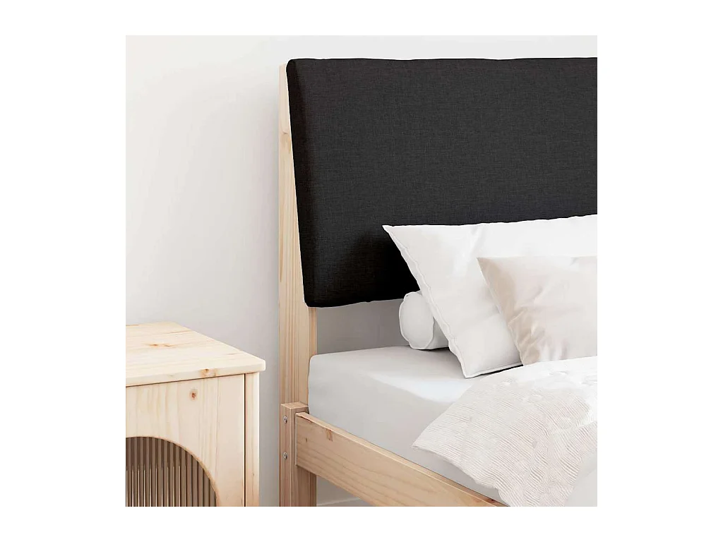 Cabecero tapizado Negro 80 cm Madera de pino macizo