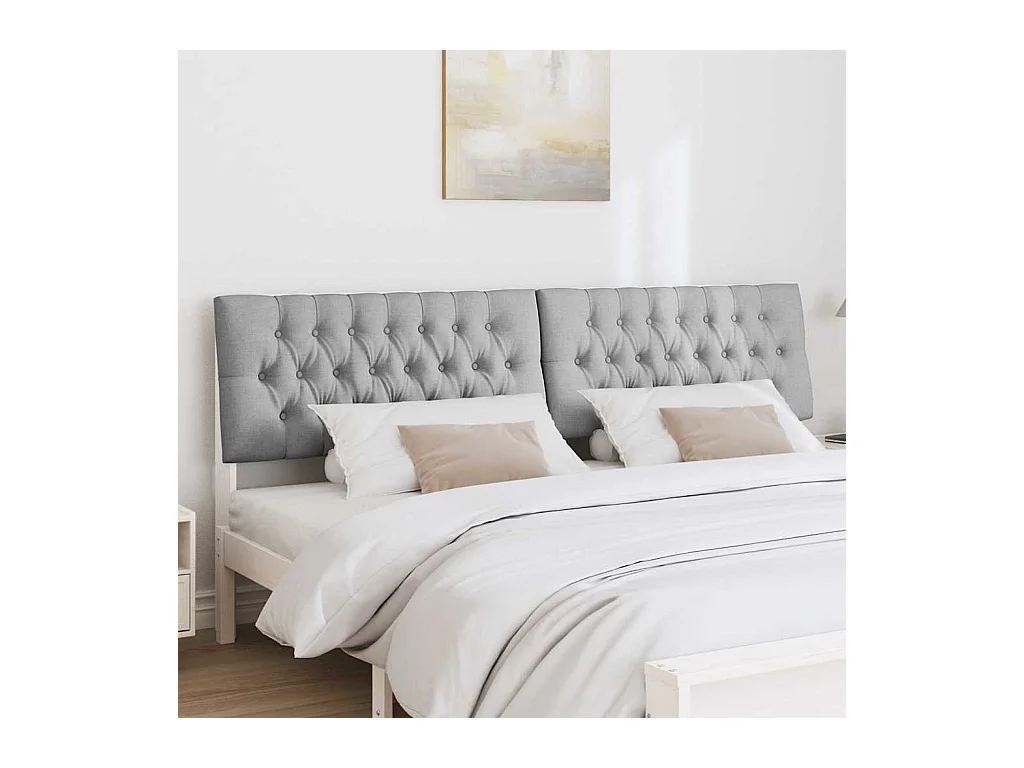 Tête de lit capitonnée Gris clair 200 cm Pin massif