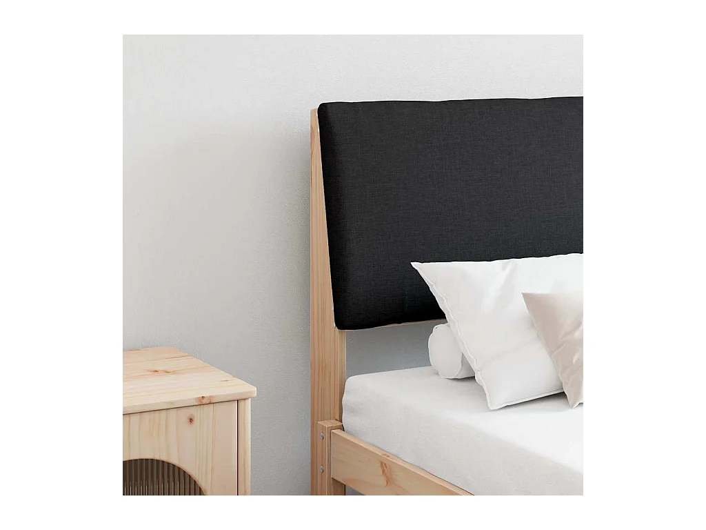 Cabecero tapizado Negro 180 cm Madera de pino macizo