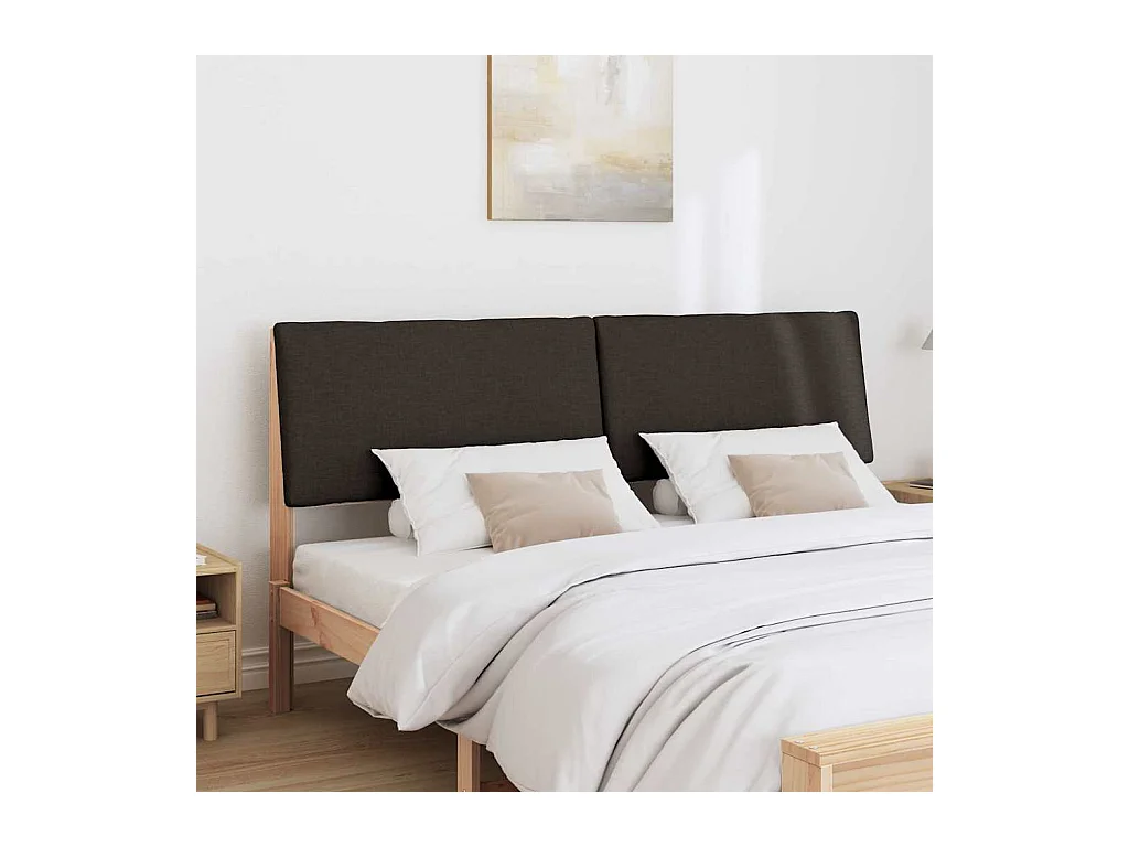 Cabecero tapizado Negro 180 cm Madera de pino macizo