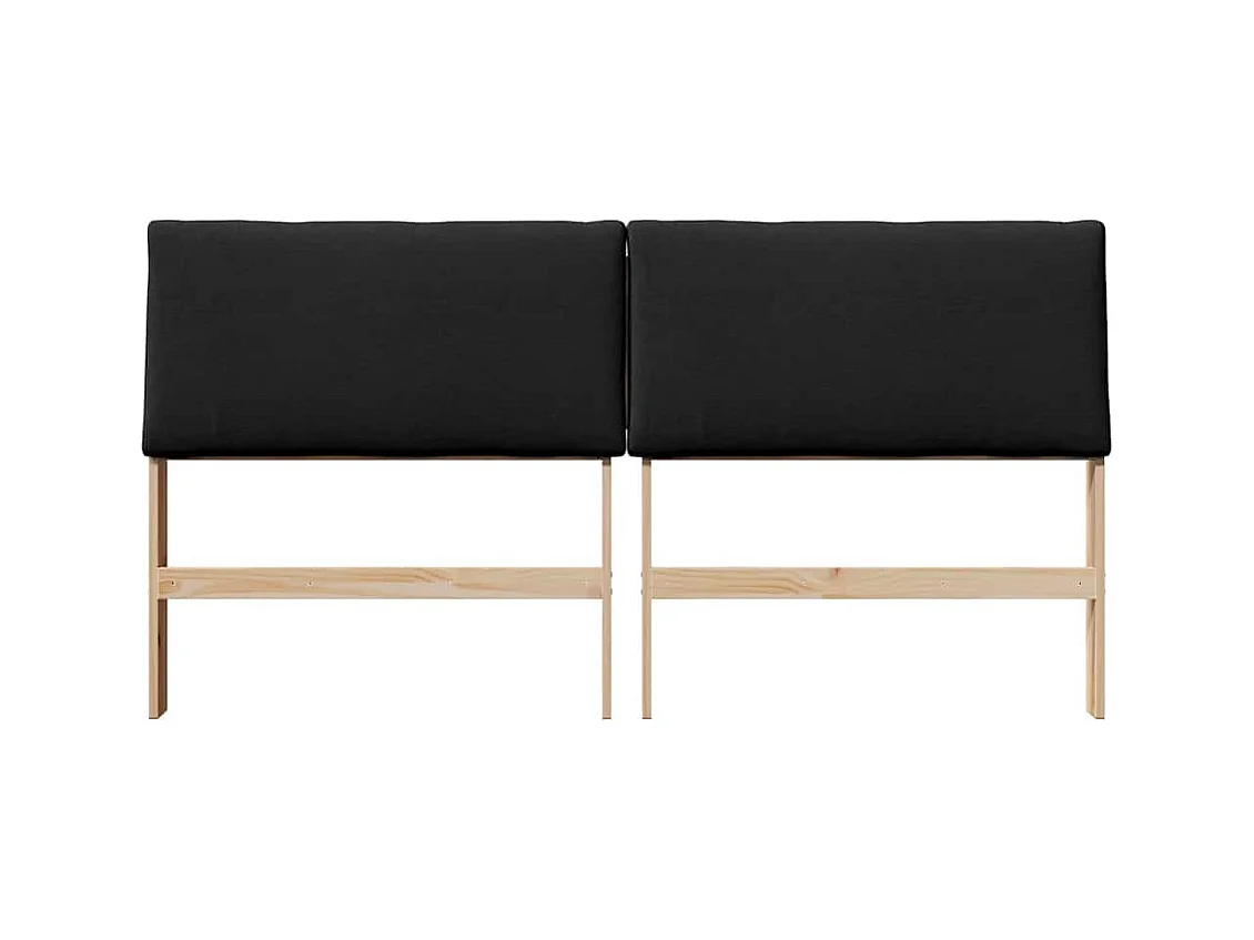 Cabecero tapizado Negro 180 cm Madera de pino macizo