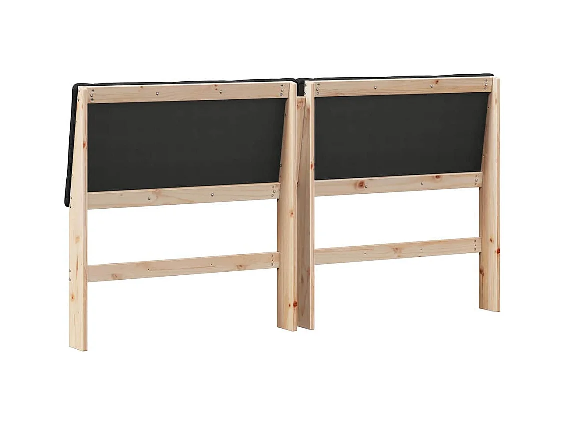 Cabecero tapizado Negro 180 cm Madera de pino macizo