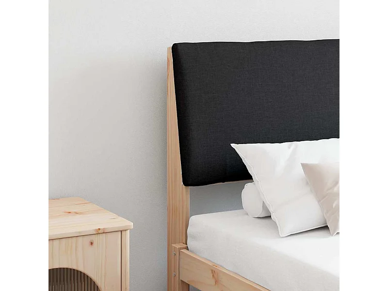 Cabecero tapizado Negro 180 cm Madera de pino macizo