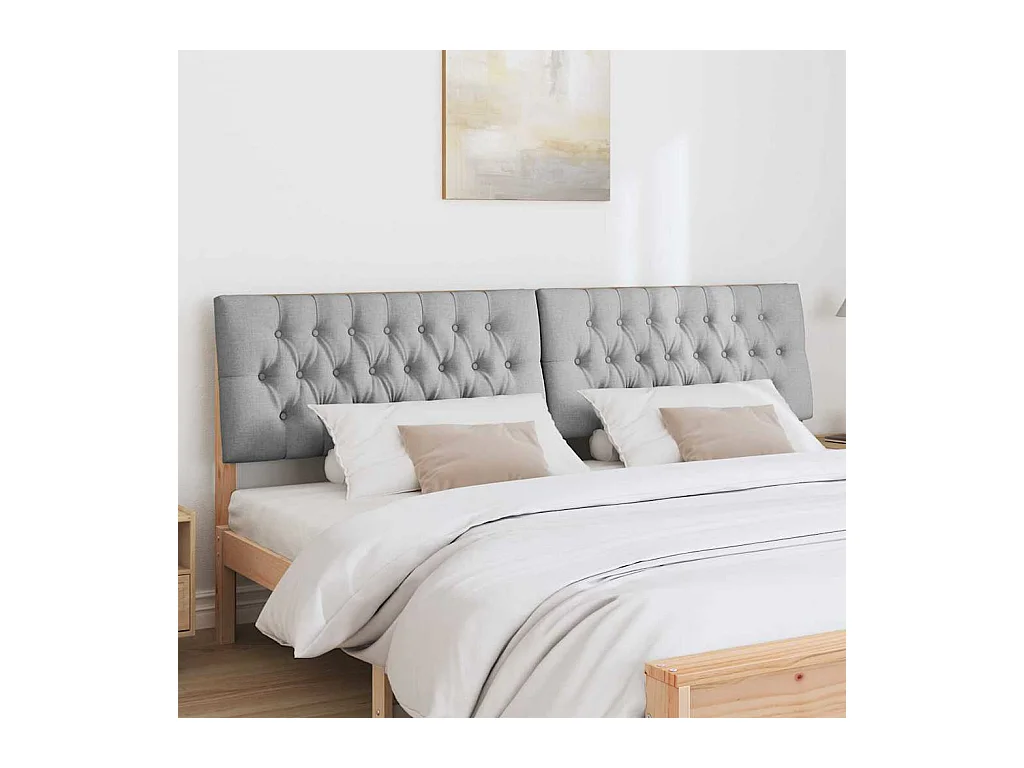 Tête de lit capitonnée Gris clair 200 cm Pin massif