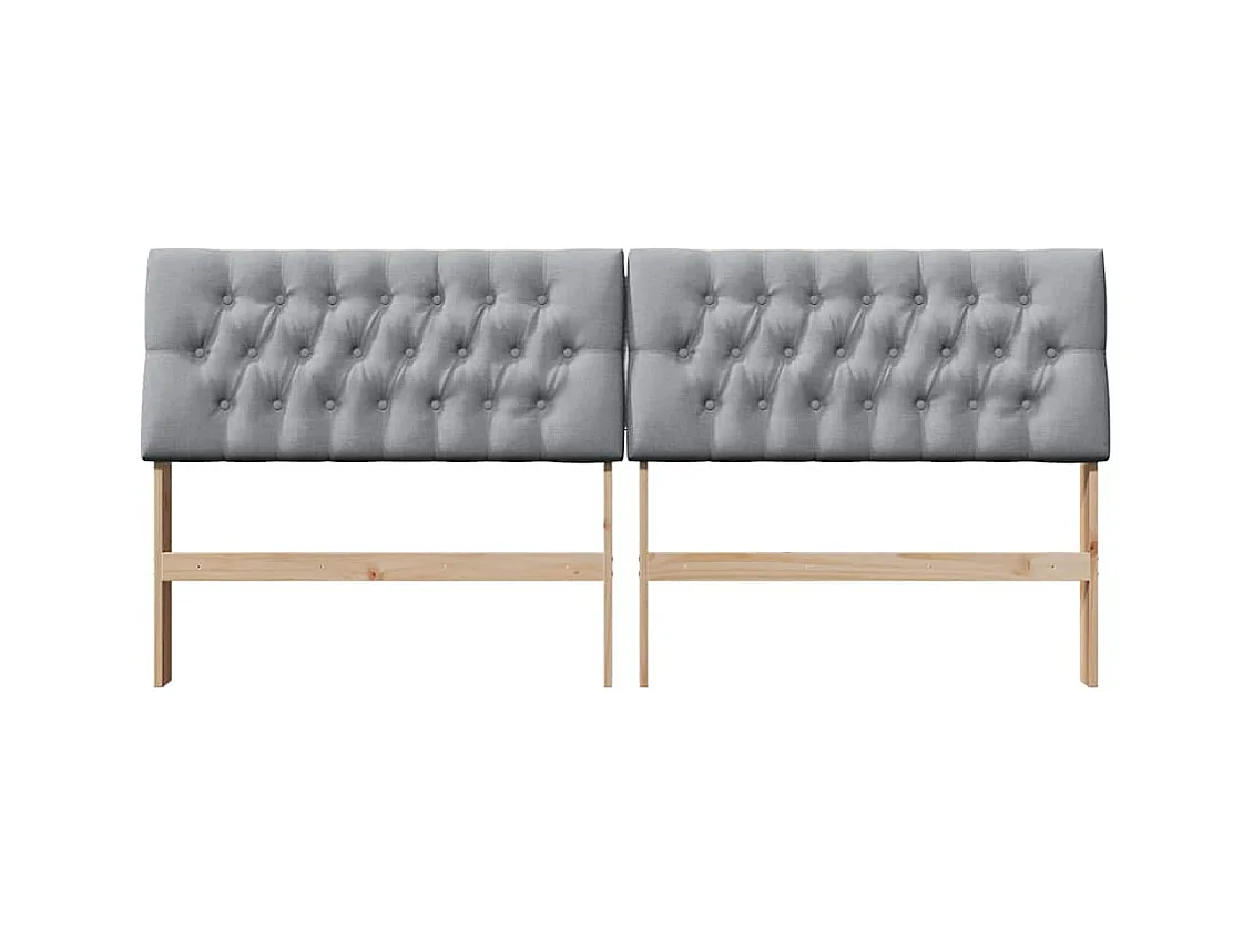 Tête de lit capitonnée Gris clair 200 cm Pin massif