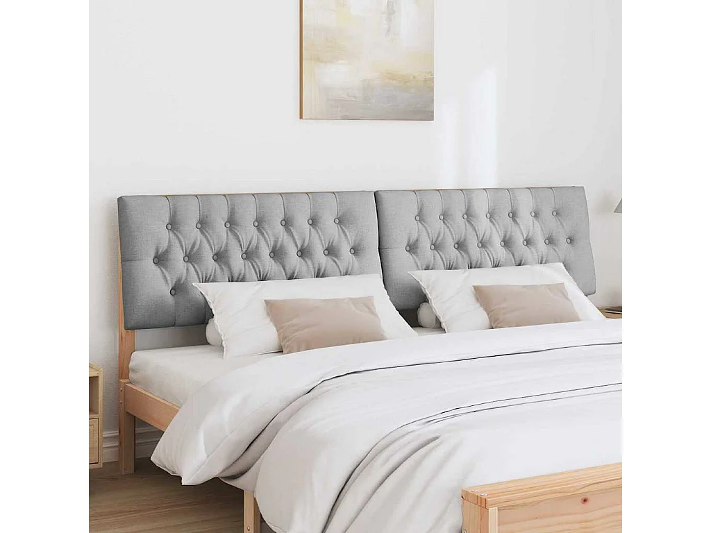 Cabecero tapizado Gris Claro 200 cm Madera de pino macizo