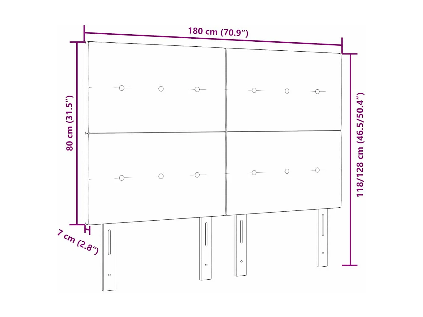 Tête de Lit LED avec des lumières à LED Crème 180 cm tissu