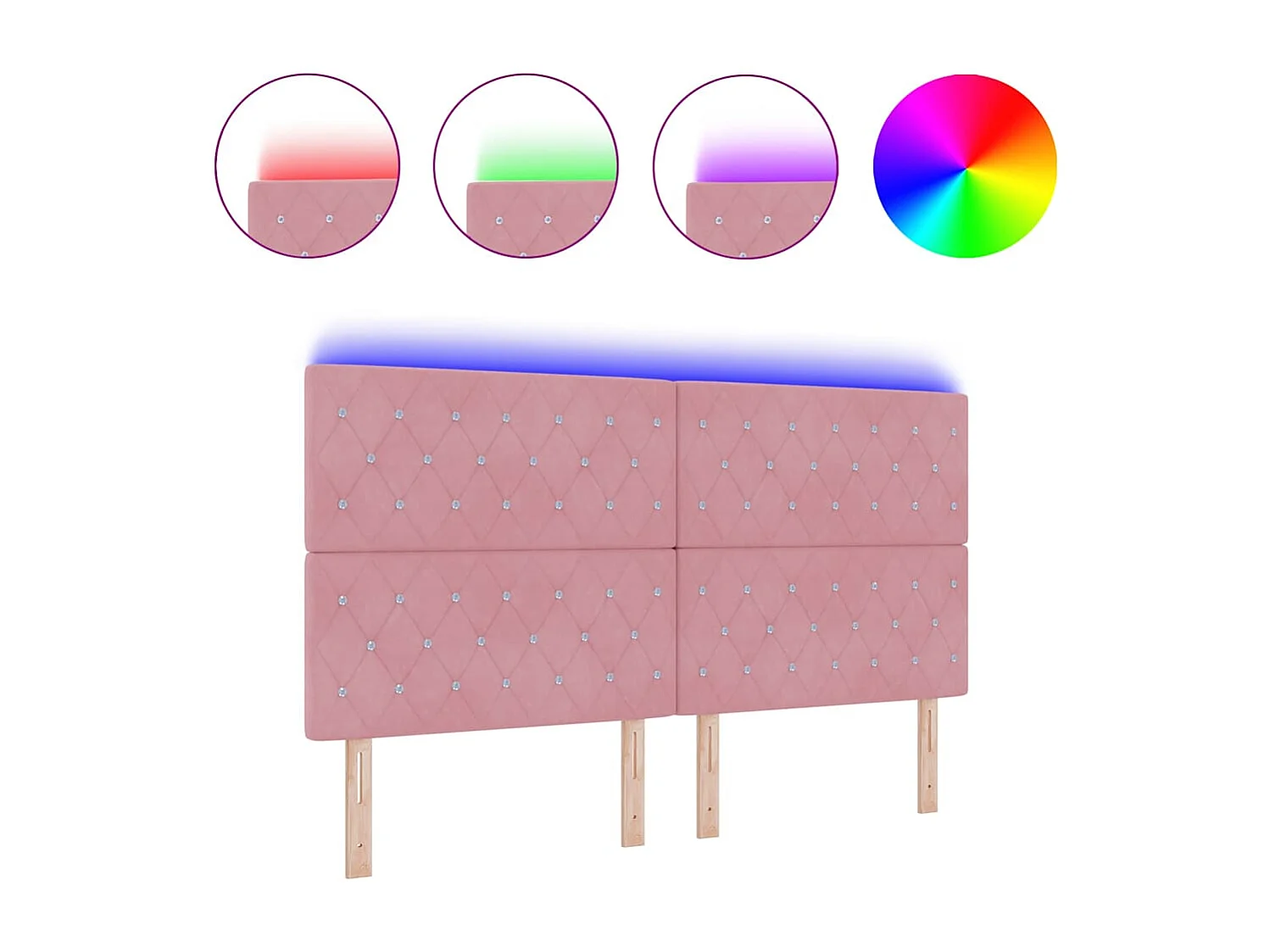 Tête de Lit LED avec des lumières à LED Rose 90 cm Velours