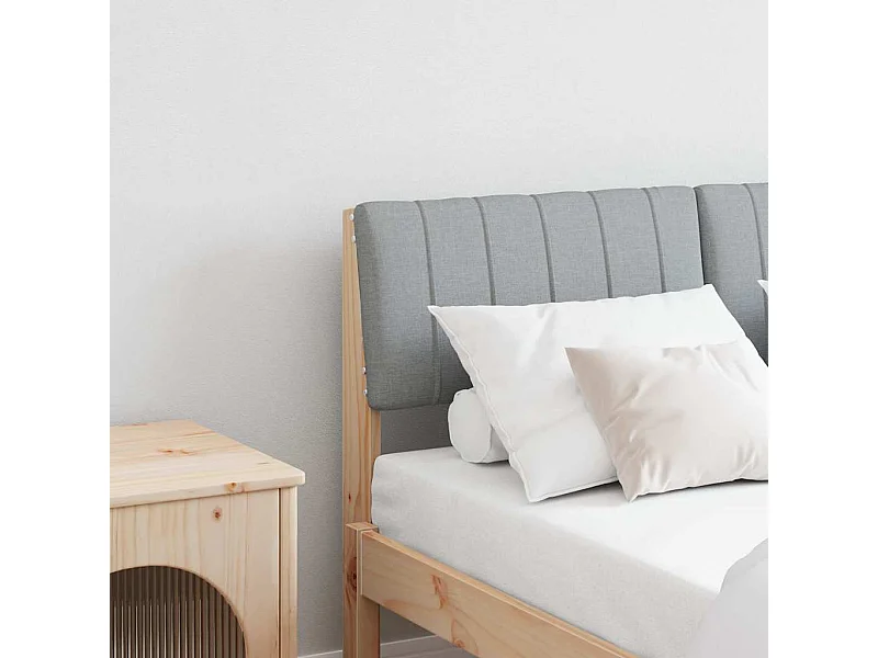 Cabecero tapizado Gris Claro 120 cm Madera de pino macizo
