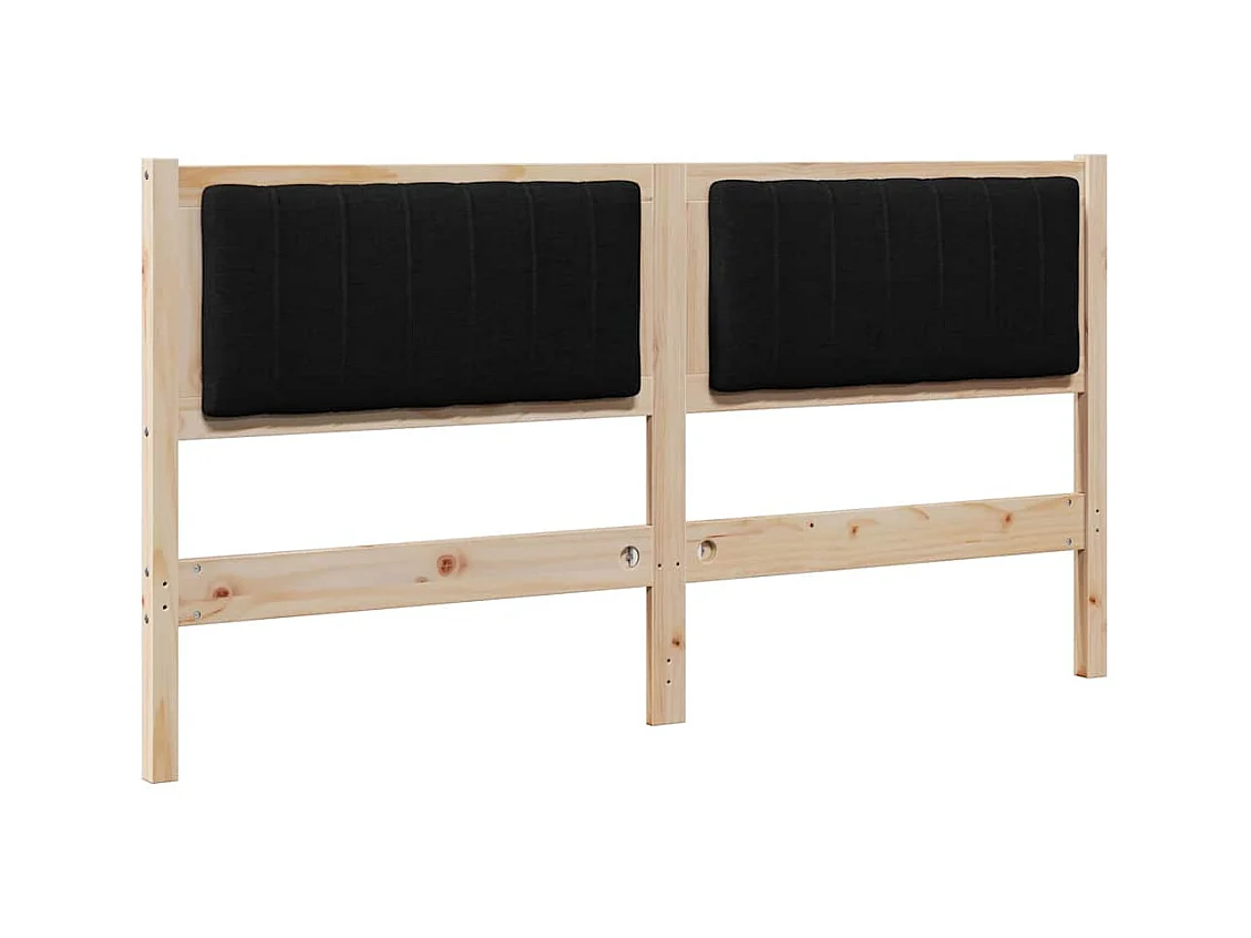 Cabecero tapizado Marrón 160 cm Madera de Pino Sólido y Tela