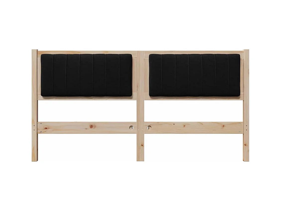 Cabecero tapizado Marrón 160 cm Madera de Pino Sólido y Tela