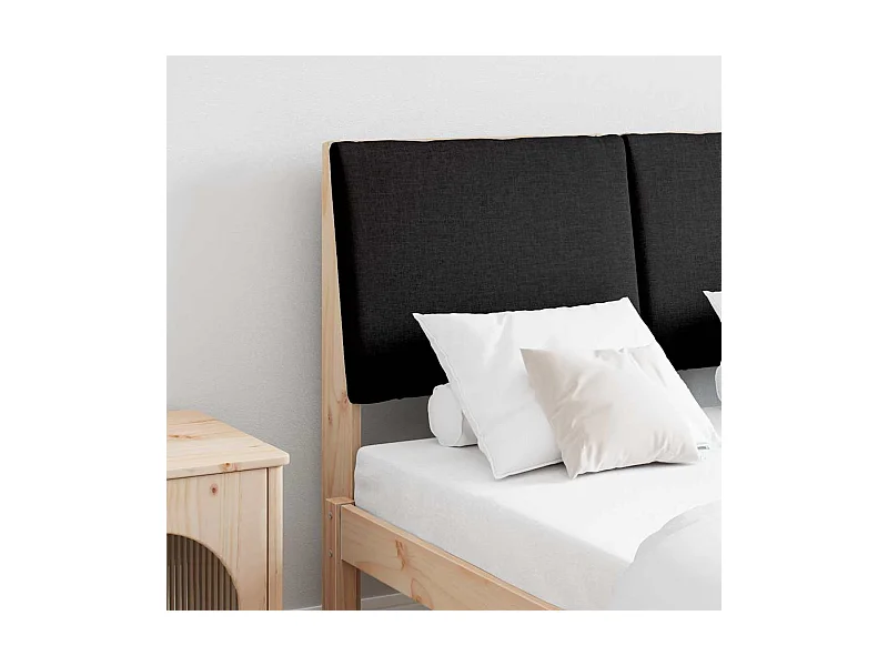 Tête de lit capitonnée Noir 120 cm Pin massif