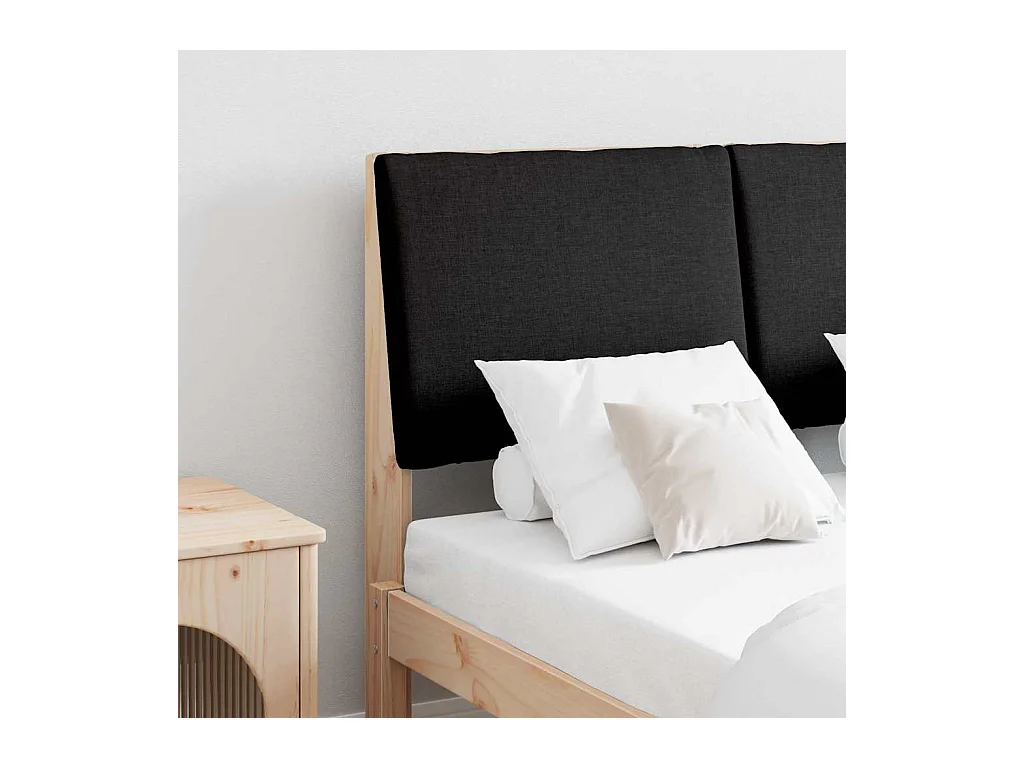 Tête de lit capitonnée Noir 120 cm Pin massif