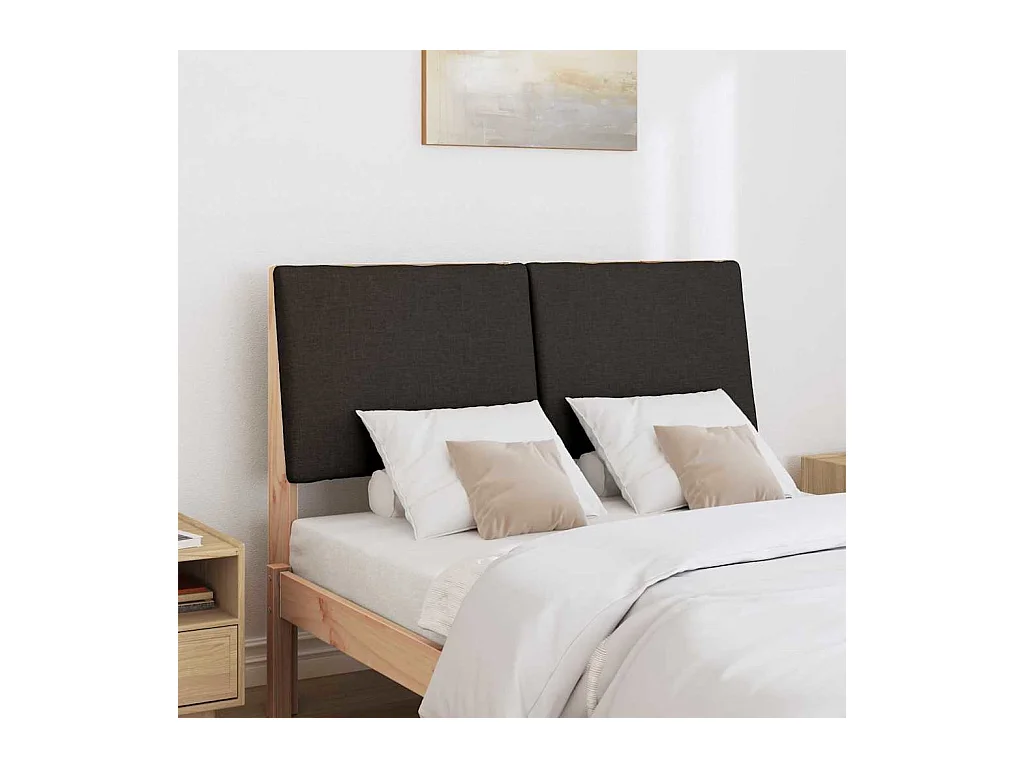 Tête de lit capitonnée Noir 120 cm Pin massif