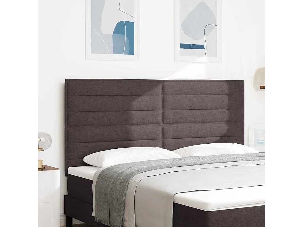 Tête de lit LED Montage mural Marron foncé 180 cm tissu
