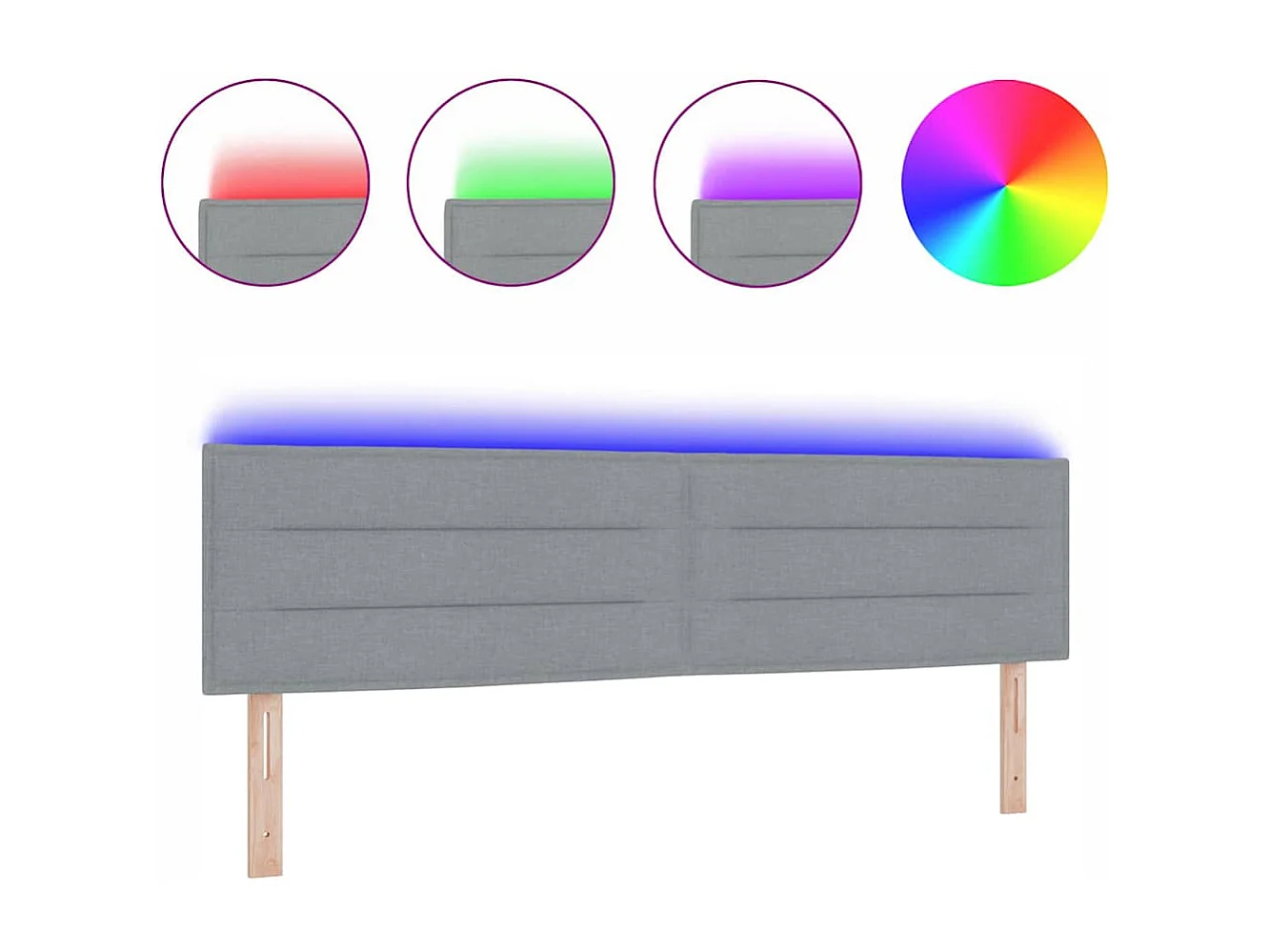 Tête de lit LED avec des lumières à LED Gris clair 180 cm tissu