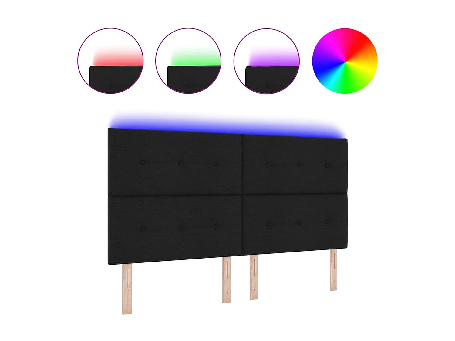 Tête de Lit LED avec des lumières à LED Noir 180 cm tissu