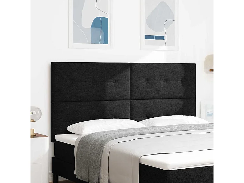 Tête de Lit LED avec des lumières à LED Noir 180 cm tissu