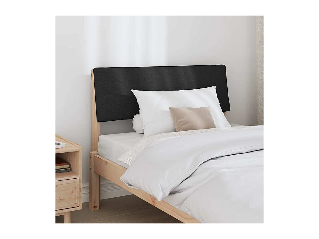 Cabeceira estofada Preto 90 cm Madeira de Pinheiro Sólida
