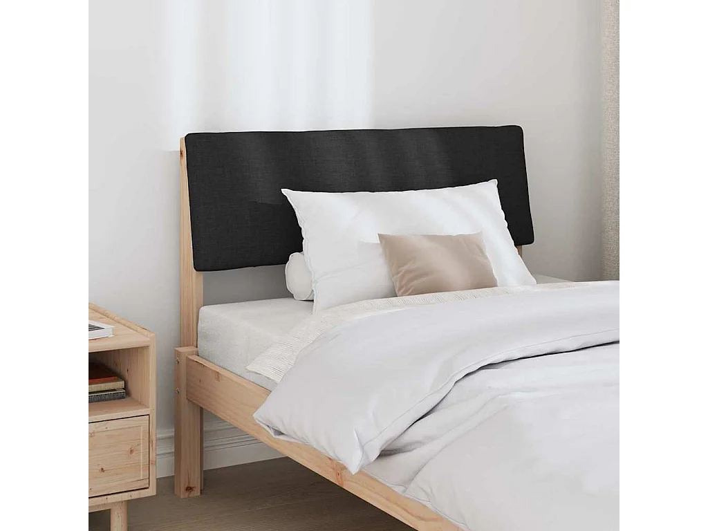 Cabecero tapizado Negro 90 cm Madera de pino macizo