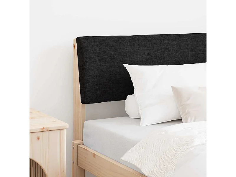 Cabecero tapizado Negro 90 cm Madera de pino macizo