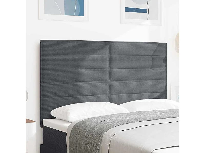 Tête de lit LED avec des lumières à LED Gris foncé 144 cm tissu