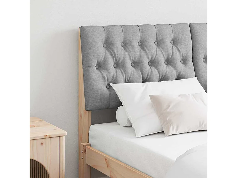 Tête de lit capitonnée Gris clair 140 cm Pin massif