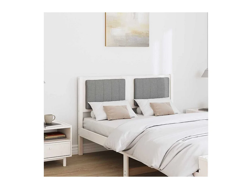 Cabecero tapizado 120 cm Madera de Pino Sólido y Tela