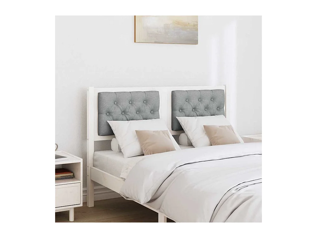 Cabeceira Branco e cinza claro 135 cm Madeira de pinho maciça