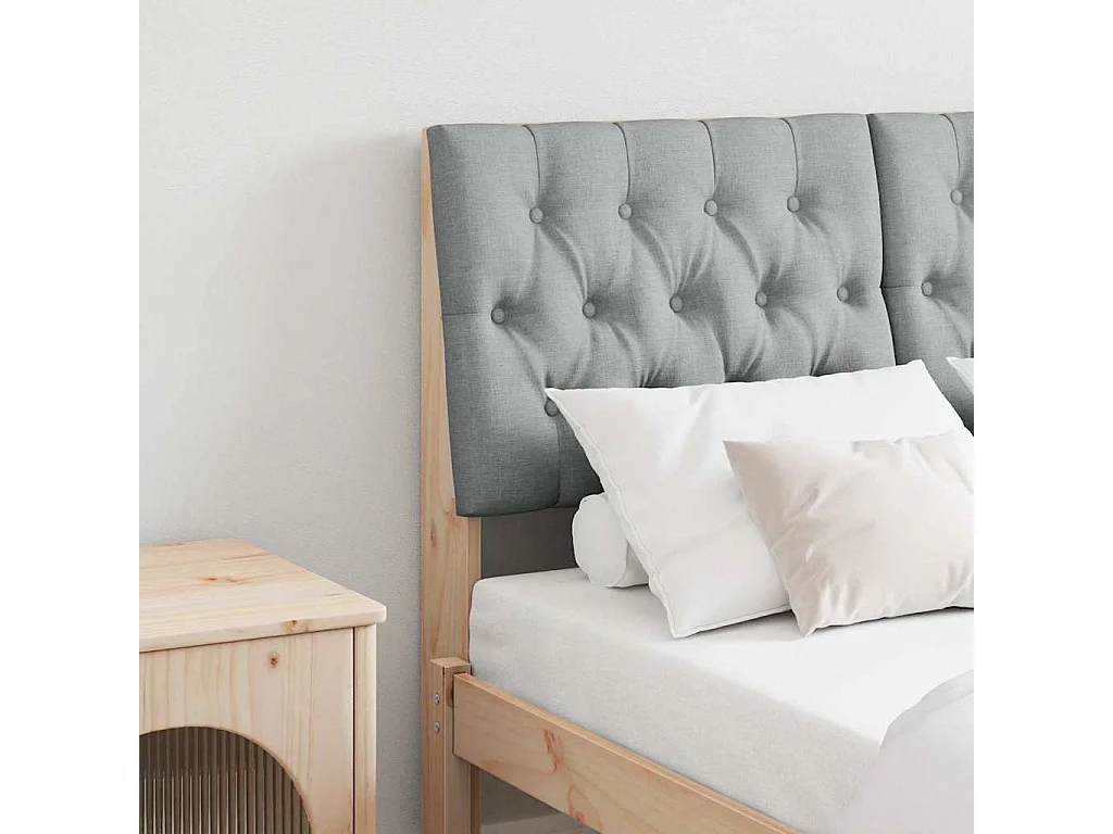 Tête de lit capitonnée Gris clair 120 cm Pin massif