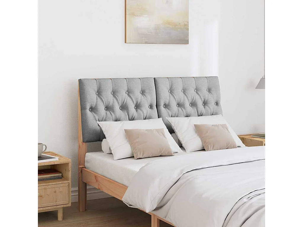 Tête de lit capitonnée Gris clair 120 cm Pin massif